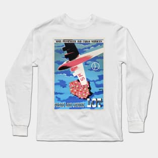 LOT Poland Vintage Travel Poster Long Sleeve T-Shirt